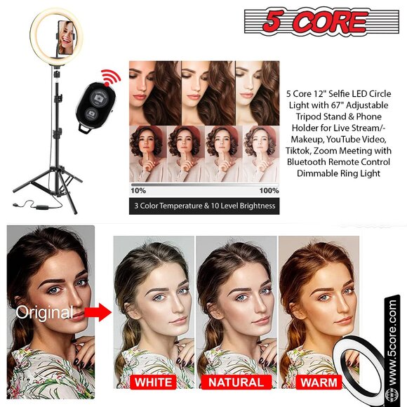 12Inch LED Ring Light Adjustable Stand Phone Holder RL 12 - Picture 10 of 14